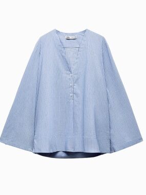 ZARA striped poplin shirt with wide sleeves